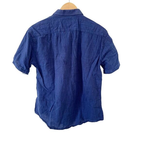 Scott Ellis NWOT Deep Blue "Carter" Oxford Short Sleeve Linen Button Down Shirt - Picture 3 of 8